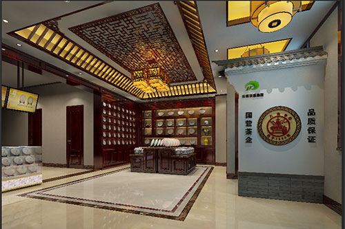 景县古朴典雅的中式茶叶店大堂设计效果图